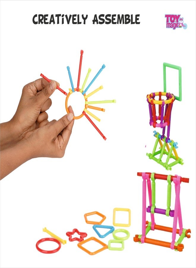 ToyMagic StrawStix Construction Set for Kids - 500 Pieces STEM Building Toys, Flexible Colorful Straws & Connectors for Creative Play, Towers, Shapes, Structures - Non-Toxic Safe for Ages 3+ - Image 5
